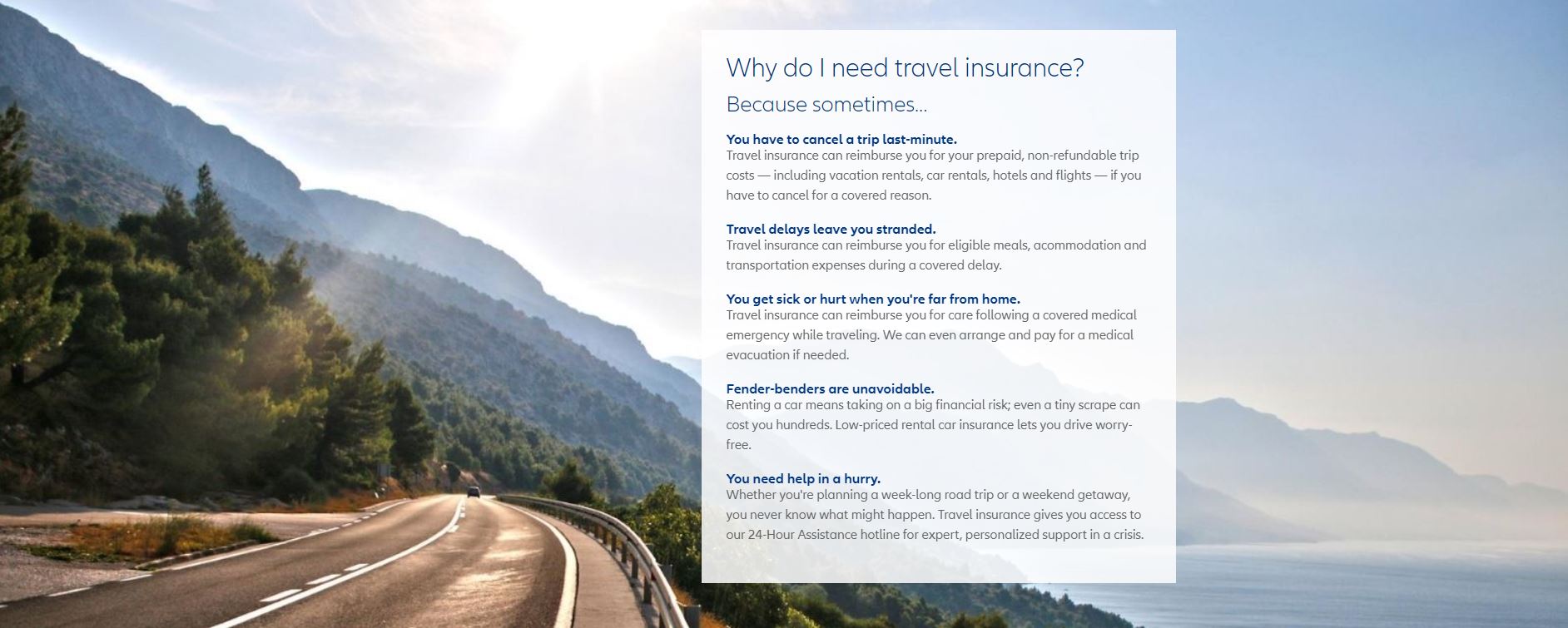 Advise why to take travel insurance